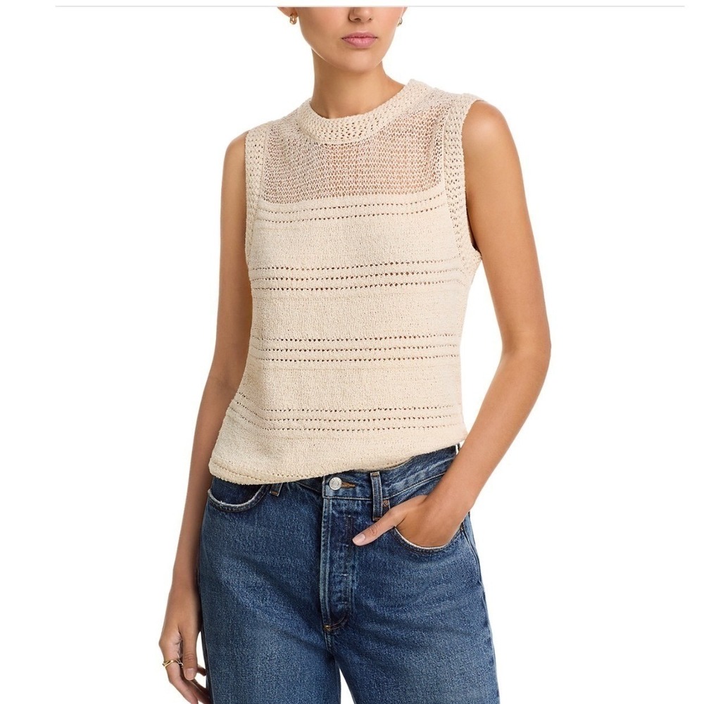 Sanctuary Waves Of Summer‎ Knit Top Macrame Textured Sleeveless Crewneck Large